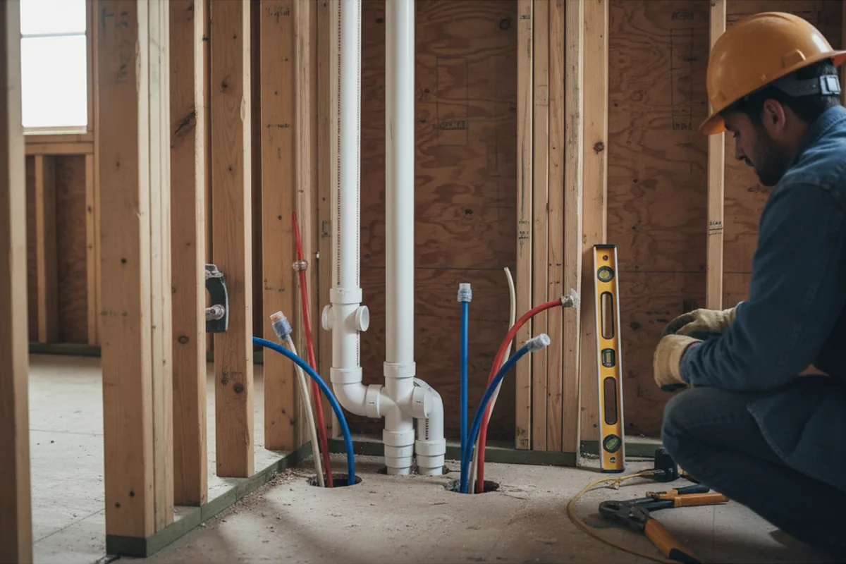 Drain and supply rough-in during Leak Detection in Girard